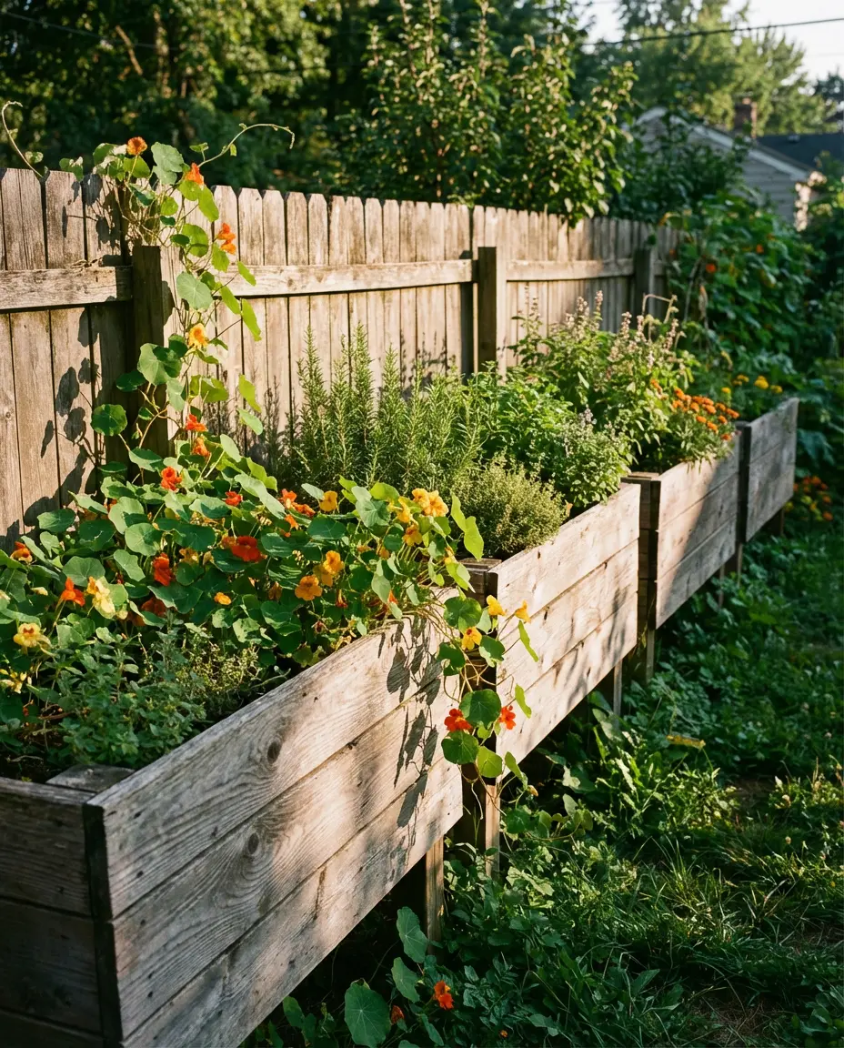 Rustic Wood Planter Box Row 1