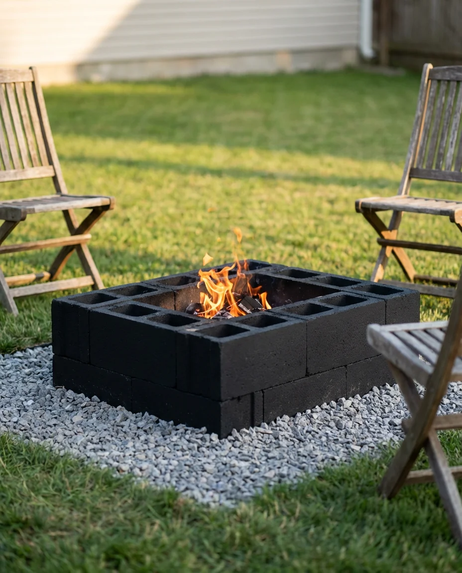Simple DIY Cinder Block Fire Pit on a Budget 2