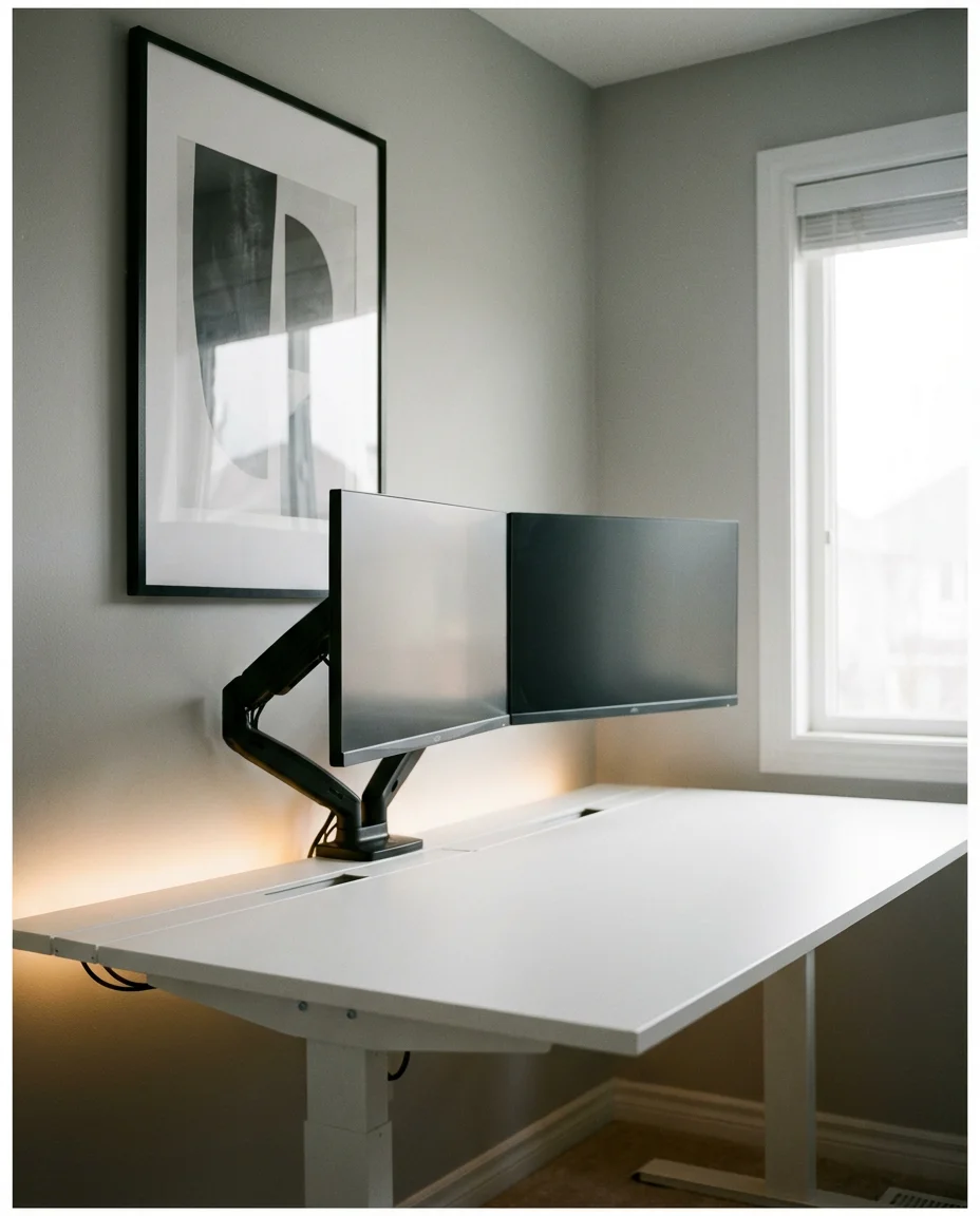 Sleek Modern Dual Monitor Desk Setup 1