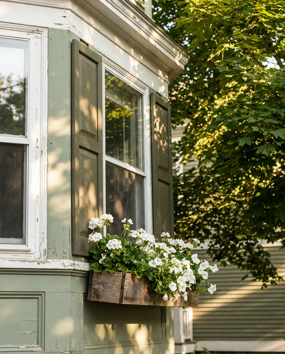 Soft Sage Green with White Windows 2