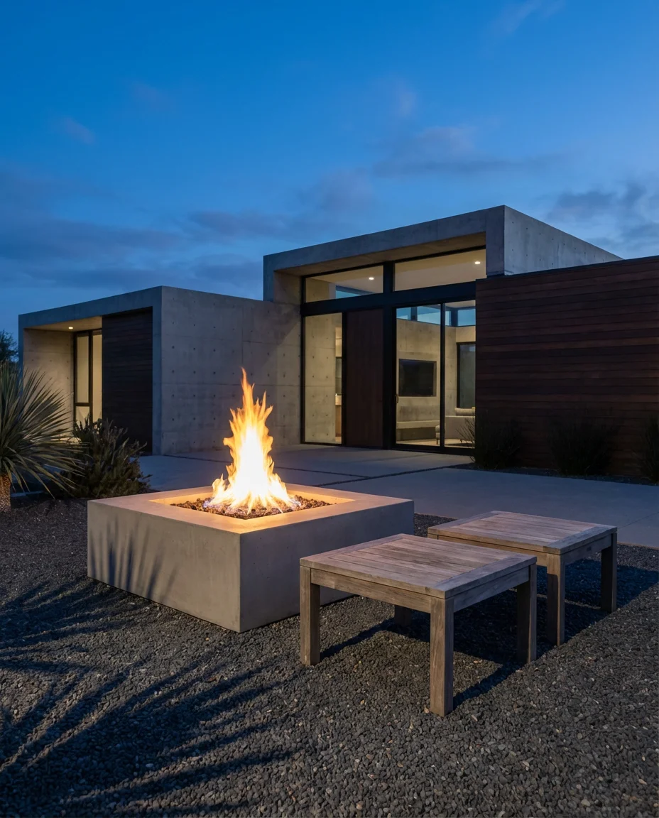 Square Fire Pit with Modern Concrete Surround 2