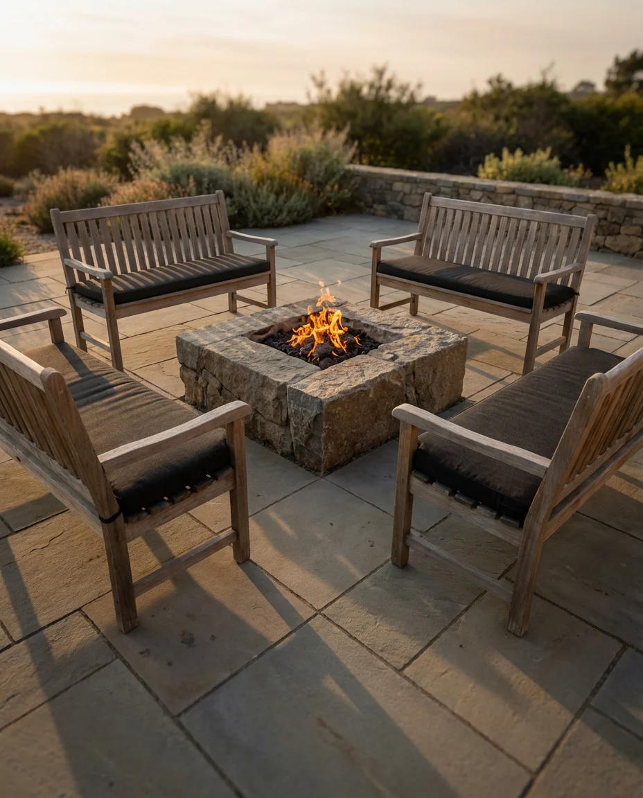 Square Seating Area Around a Central Fire Pit 1