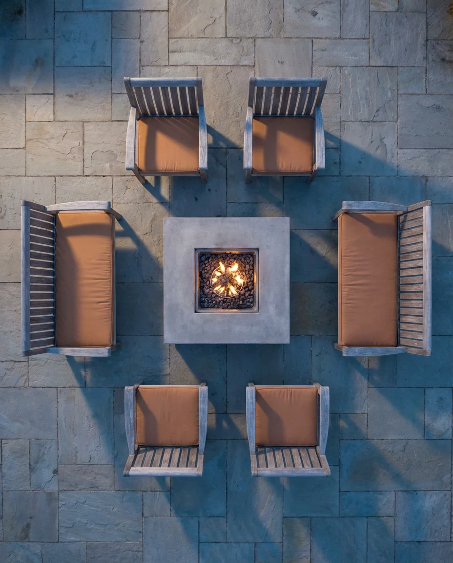 Square Seating Area Around a Central Fire Pit 2