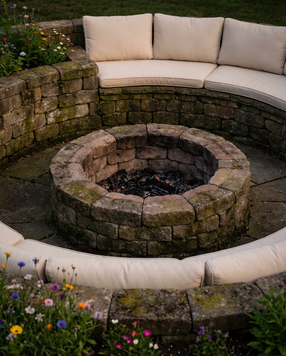 Stacked Stone Circle with Built-In Bench Seating 2