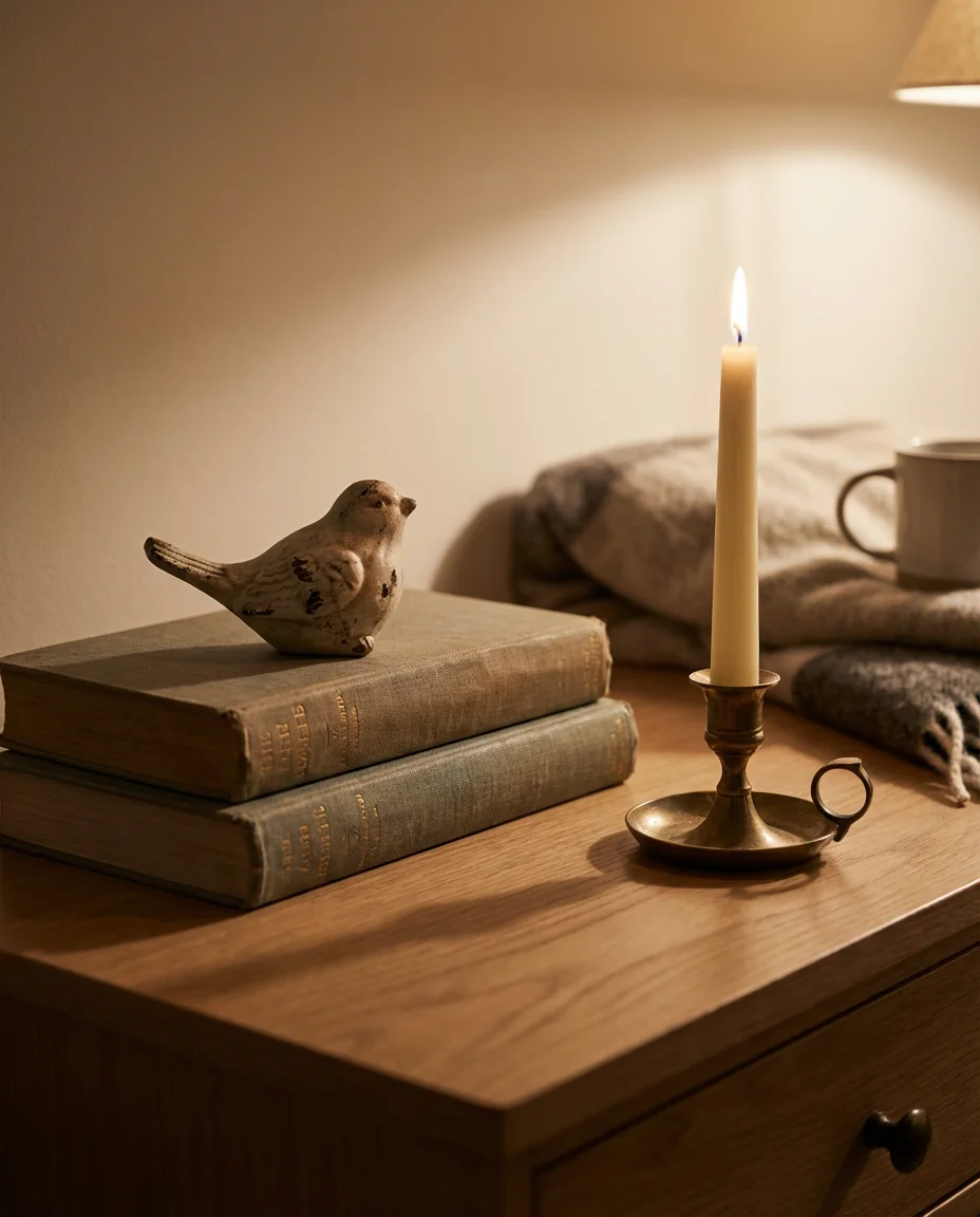 Styling a Dresser Top with Books and Candles 1