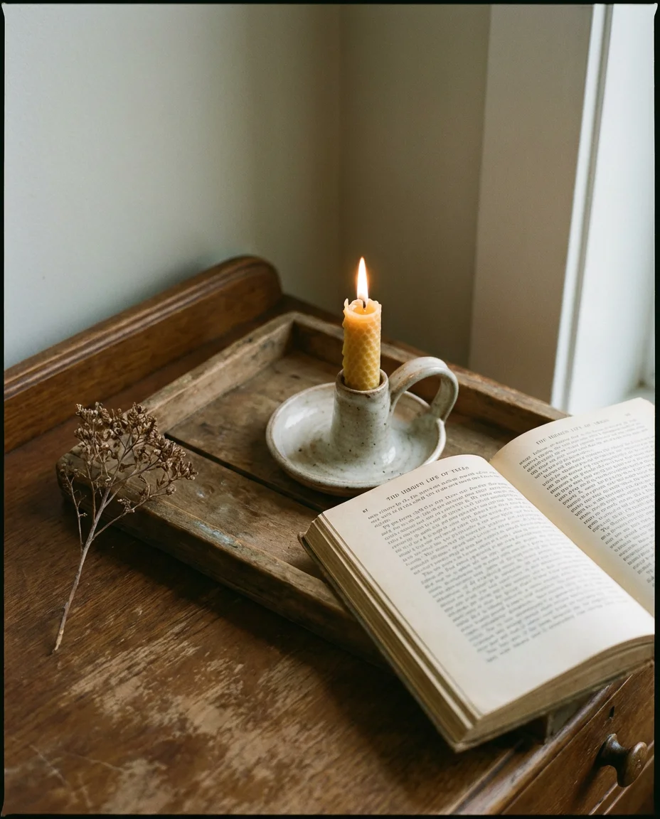Styling a Dresser Top with Books and Candles 2