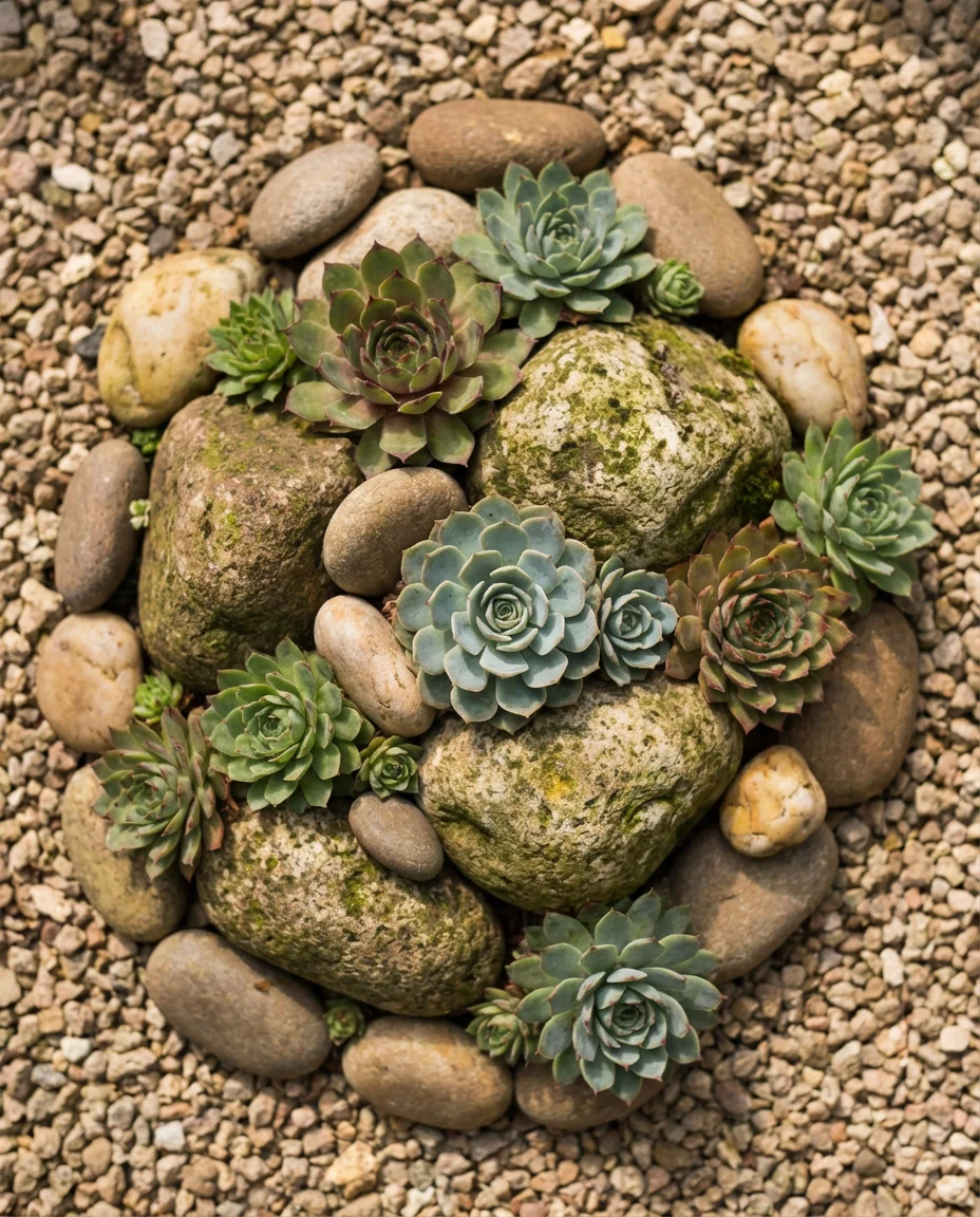 Succulent Rock Garden for a Sun-Drenched Front Yard 2