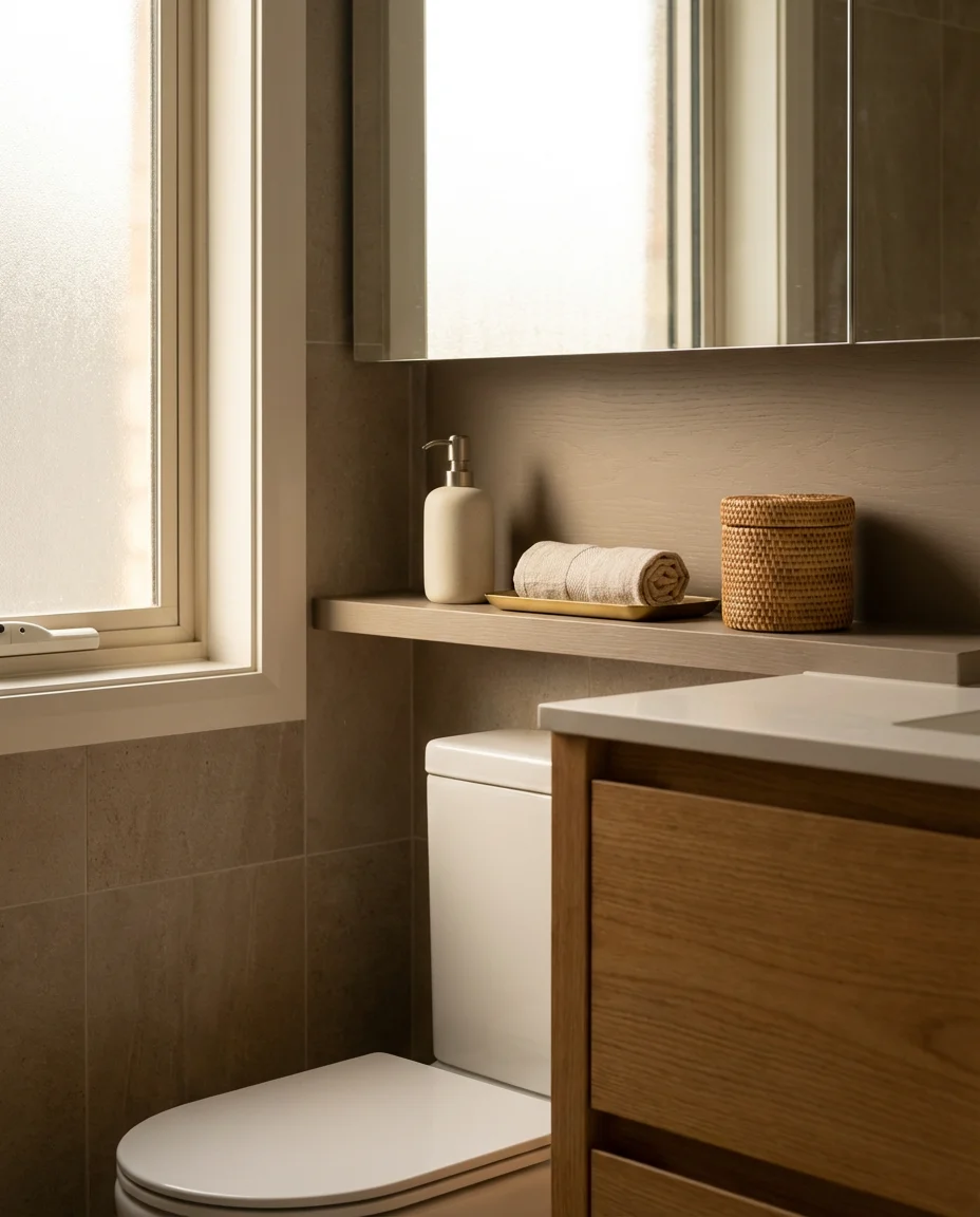 Toilet Modern Shelf in Warm Neutrals 1
