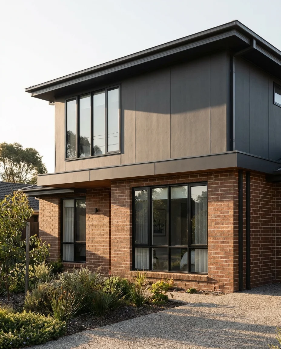 Two-Tone Brick and Dark Siding on a Modern Exterior 1