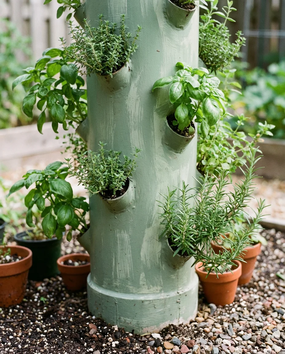Vertical DIY PVC Pipe Herb Tower 2