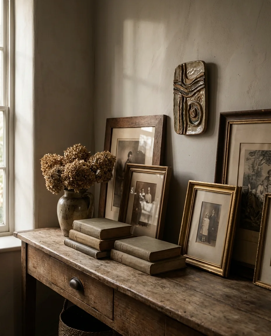 Vintage-Inspired Living Room with Gallery Wall 2