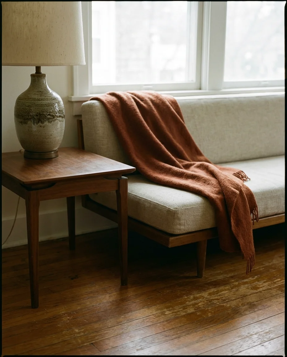 Warm Mid-Century Living Room with Walnut Accents 2