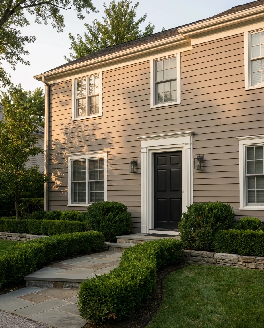 Warm Taupe with Black Door Accents 1