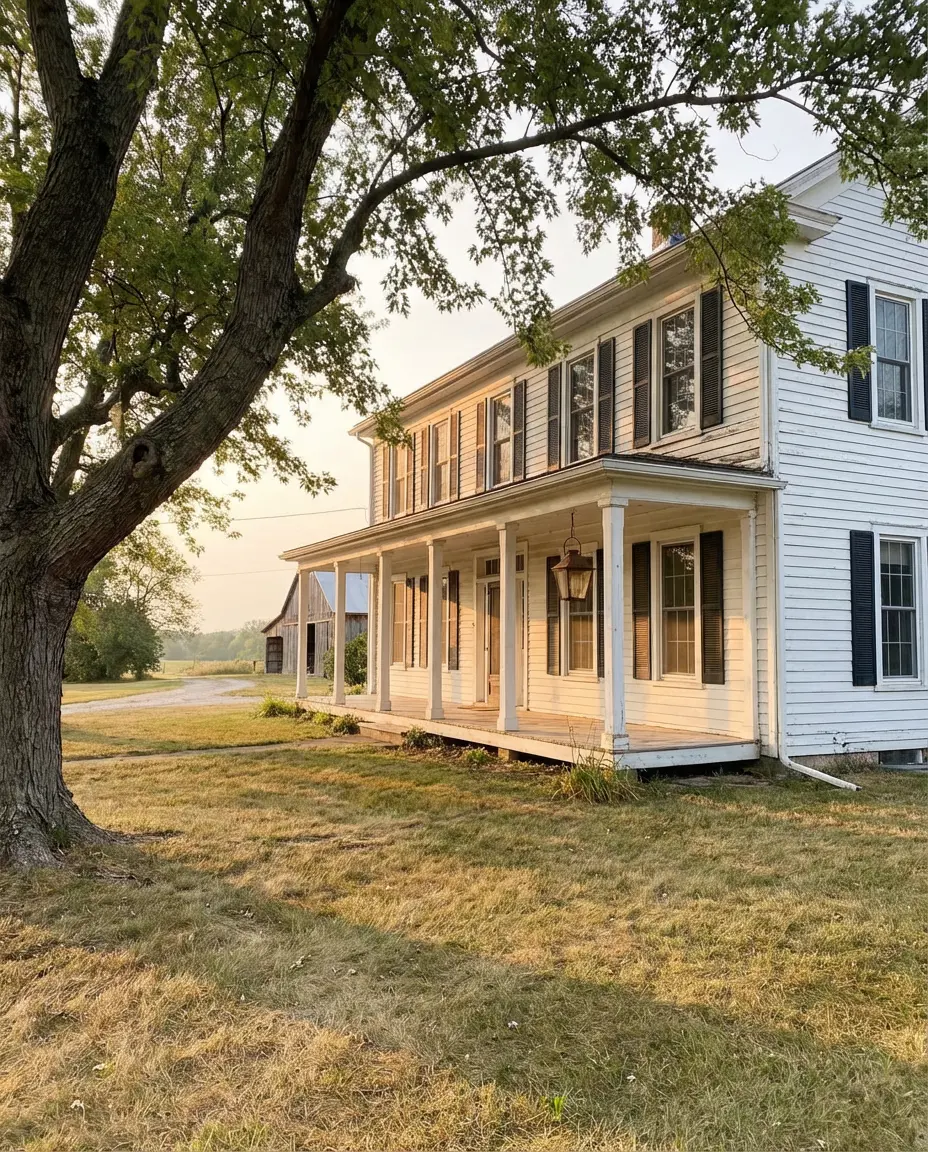 Warm White Farmhouse Siding with Black Trim 2