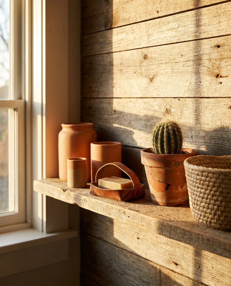 Western-Inspired Bathroom Shelf Decor 1