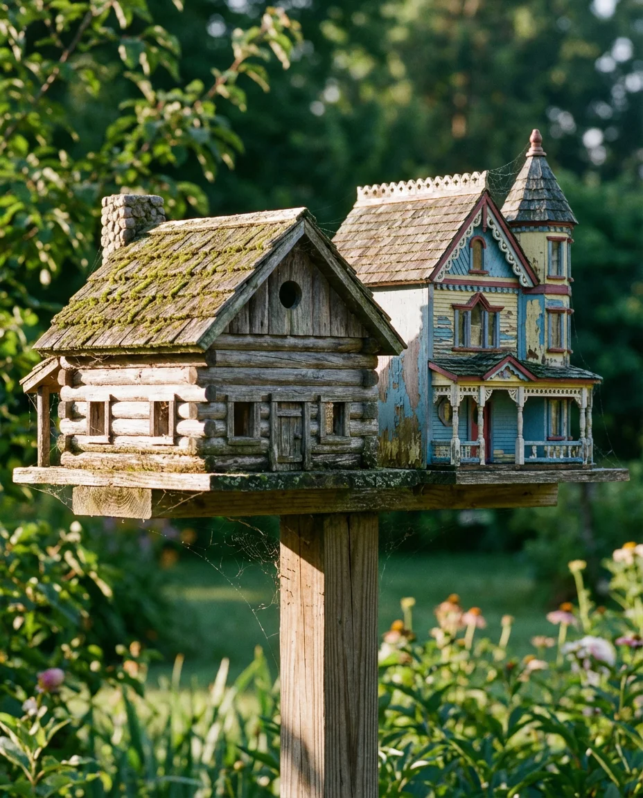 Whimsical Birdhouse Village Display 2