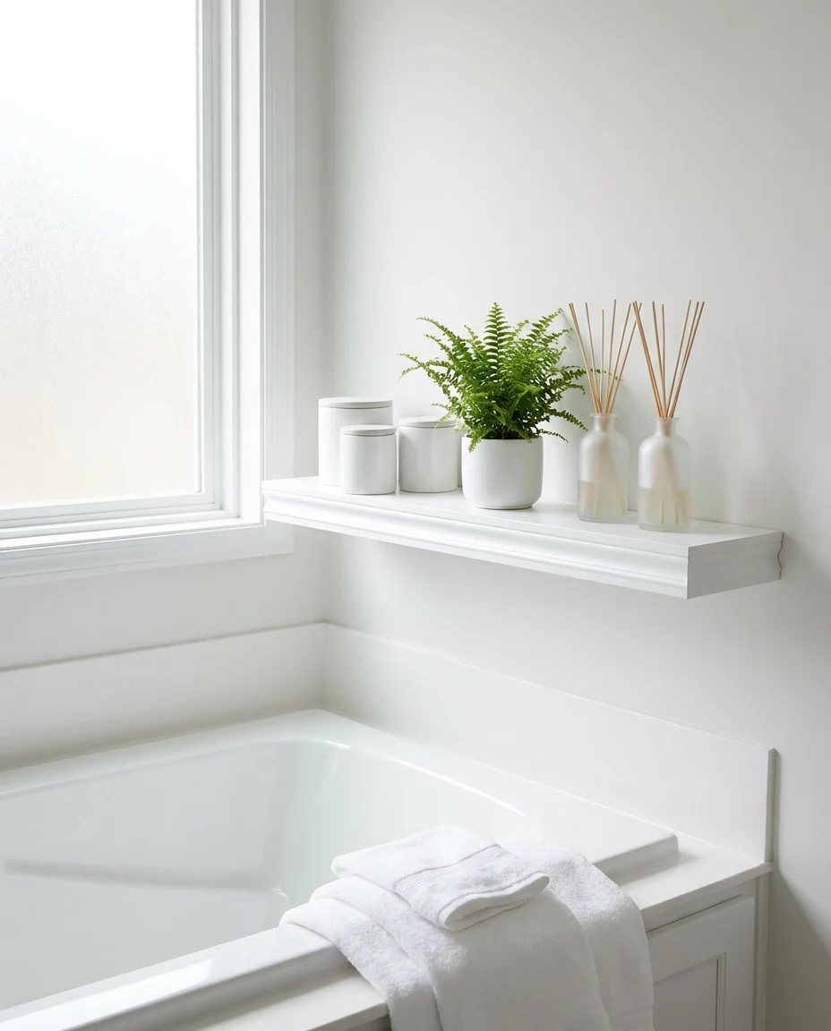 White Spa-Inspired Shelf Display 1