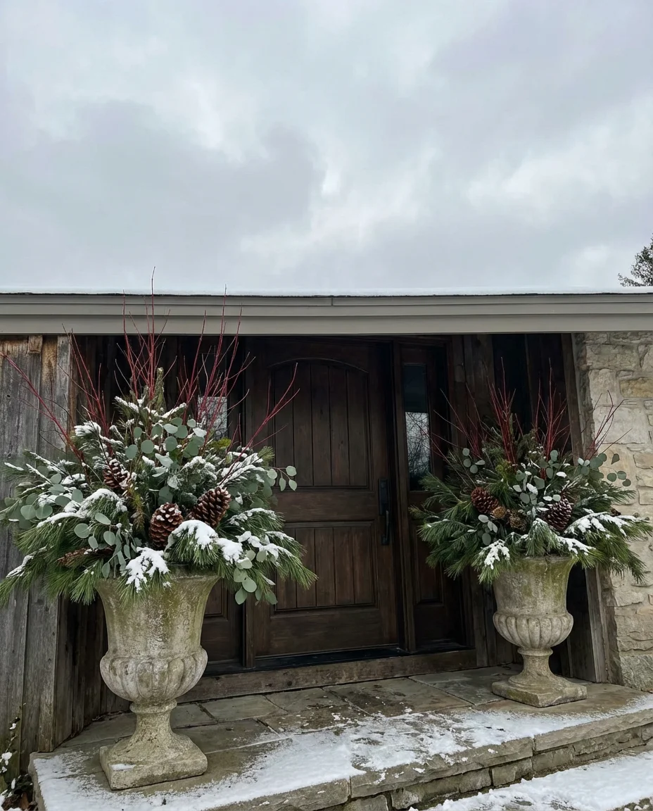 Winter Evergreen Urn Arrangements 1