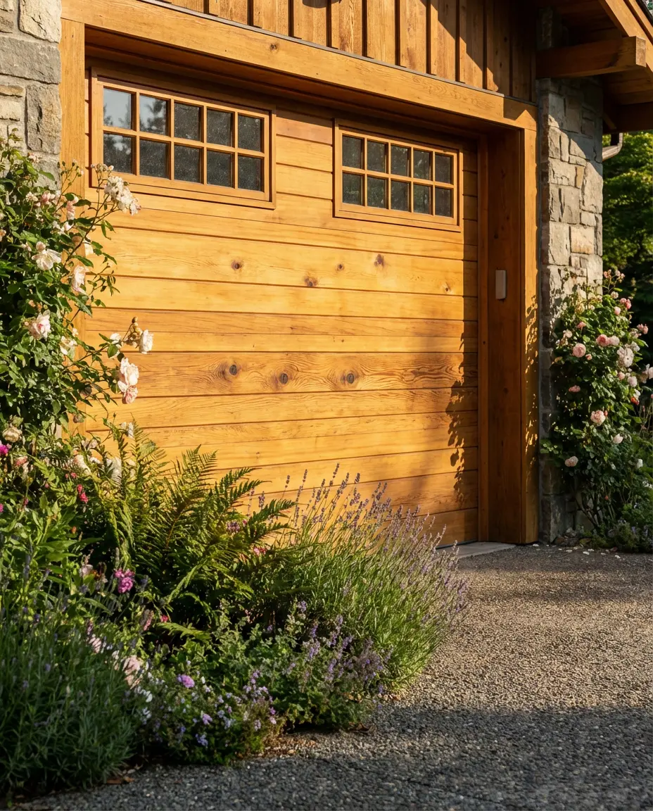 Wooden Garage Door with Natural Grain 1