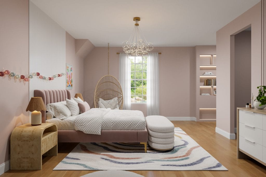 Before & After: Refined Girl's Pink Bedroom Design - Decorilla Online Interior Design