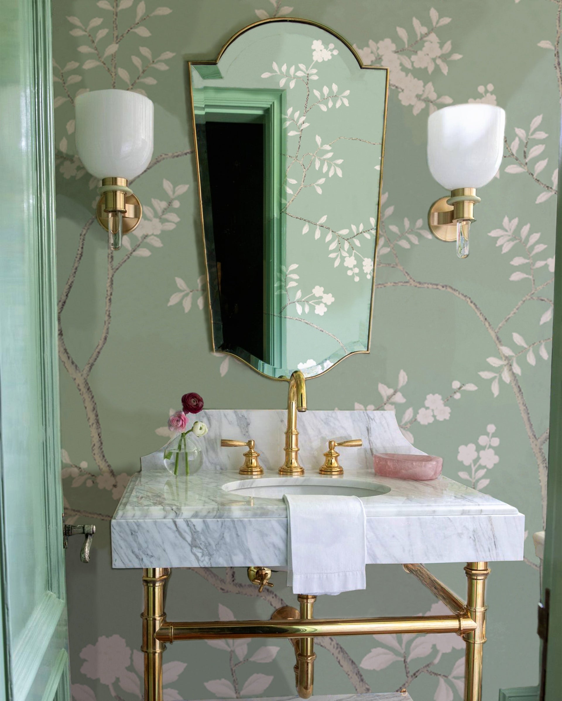 Chinoiserie Powder Room Wallpaper: The Small-Space Trend Designers Lov – Ottilie Wallpapers