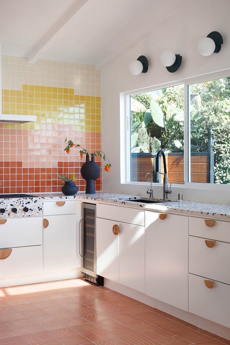 In This U-Shaped Kitchen, Getting Rid of a Window Made Way for a Rainbow Backsplash