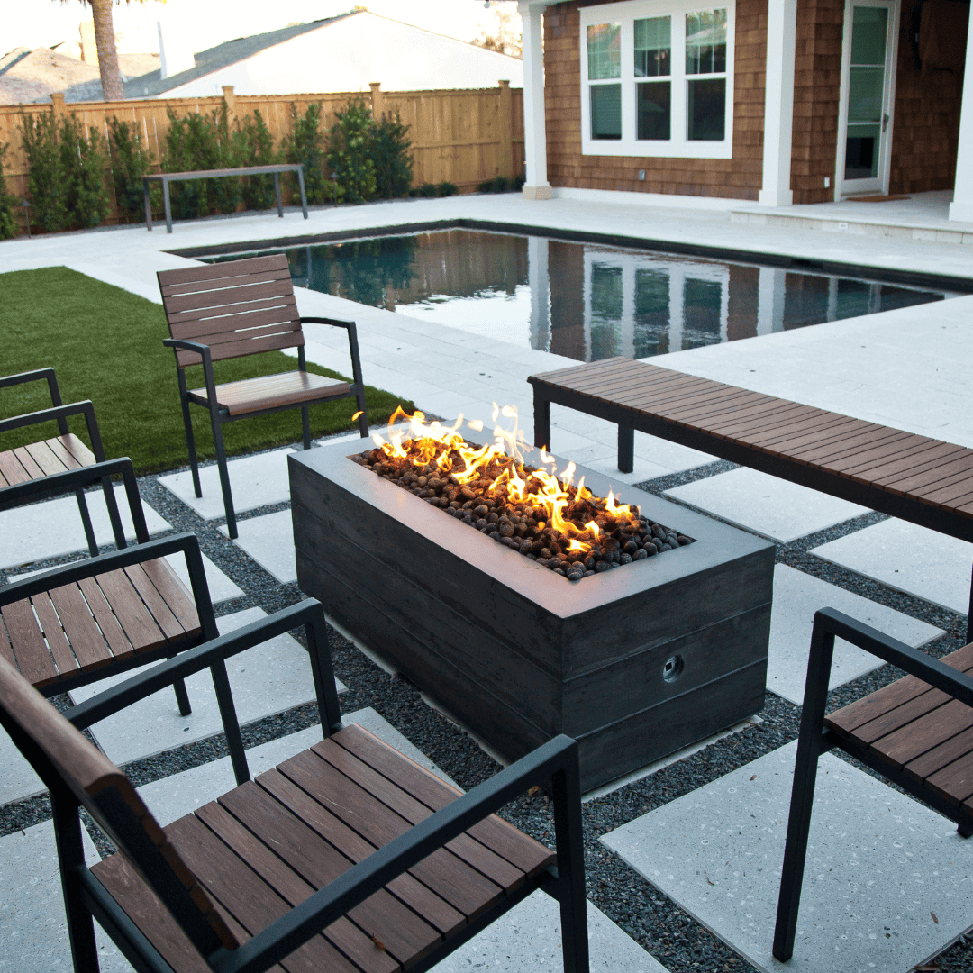 Linear Fire Pit 96' | GFRC Modern Outdoor Fire Pit – Living Water Aeration