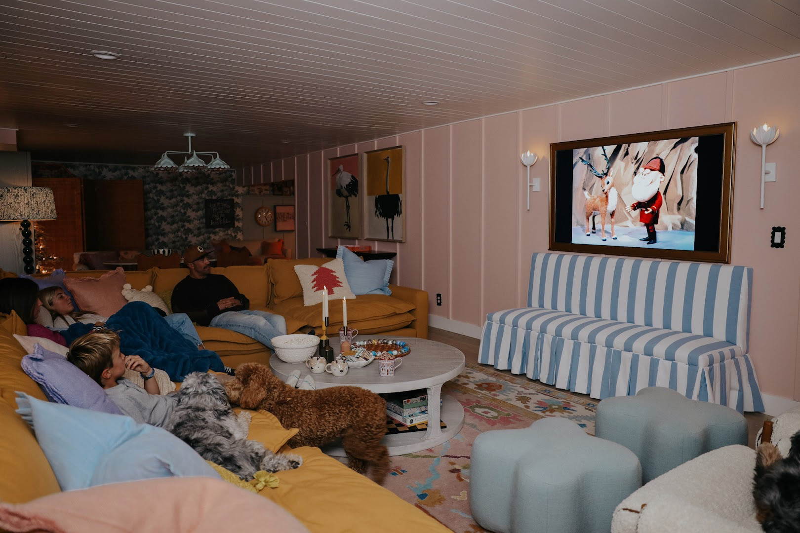 Narrow Bench instead of TV Console- Frame TV Art - Nesting With Grace