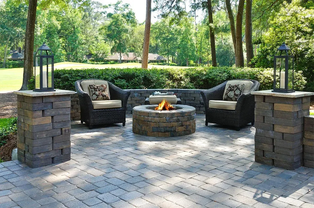 Paver Patio with Fire Pit in St. Augustine, FL | The Masters Lawn & Pest