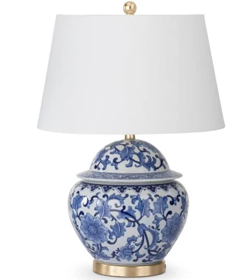 K&K 26 Inch Ceramic Jar Lamp with Whi...