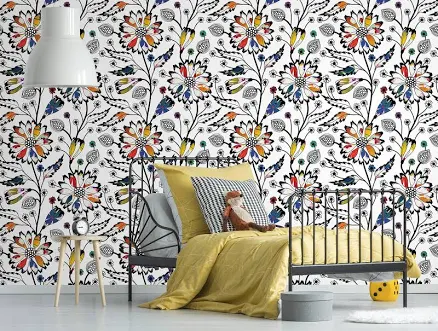 White wallpaper with colorful abstrac...