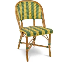 French Bistro Rattan Chair with Stripes
