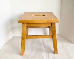 Vintage Wooden Milking Stool With Cut...
