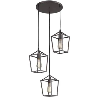 JAZAVA 60-Watt 3-Light Shaded Pendant...