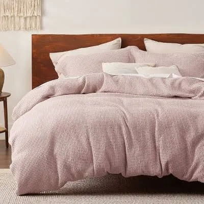 Waffle Weave Duvet Set Soft Cotton Be...