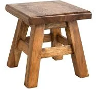 Handmade Rustic Square Wooden Stool: ...