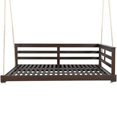 Ama Pear 2-Person Wood Porch Swing Bed