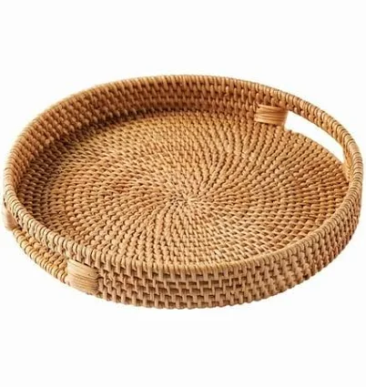 Round Rattan Serving Tray