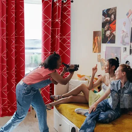 Wrought Studio Red Blackout Geometric...