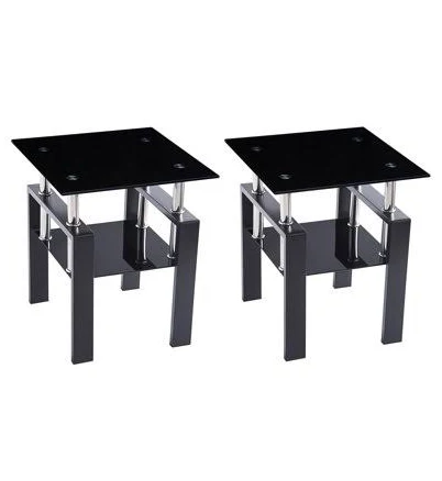Smartik Set of 2 Square Glass End Tables