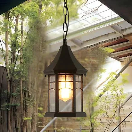 Rustic Outdoor Black Metal Lantern Pe...