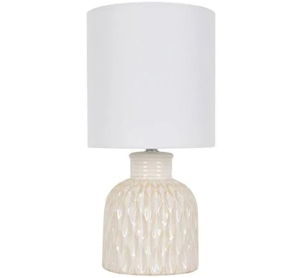 White Ceramic Mini Table Lamp With Sh...