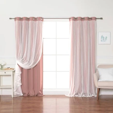 Aurora Home Gathered Tulle Overlay Bl...