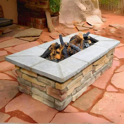 Natural Gas Fire Pit, 61′′ × 31′′ Rec...