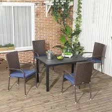Set of 4 Stackable PE Wicker Outdoor ...