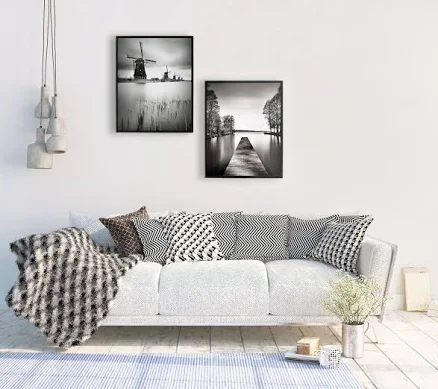 Black and White Landscape Framed Canv...