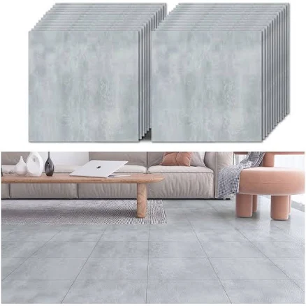 VEELIKE Grey Concrete Look Vinyl Floo...