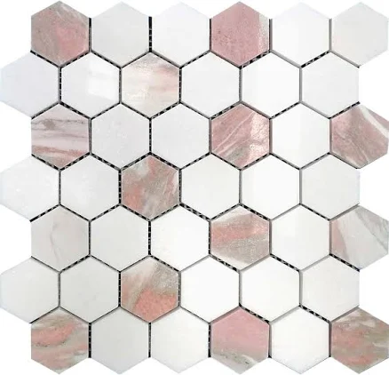 Tile Club White and Pink Marble Hexag...