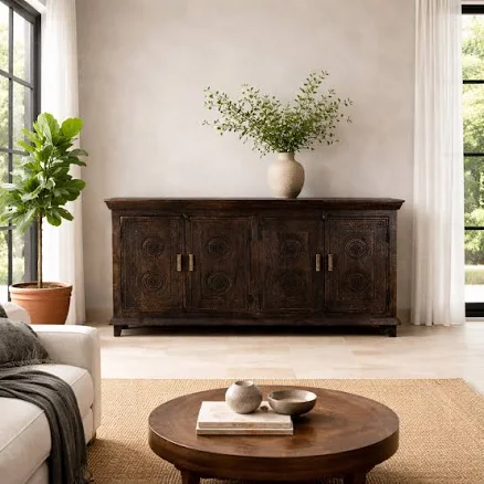 Rawnie- Black Hand-Carved Mango Wood ...