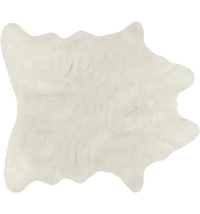 Faux Cowhide Area Rug 4' x 5' Off White